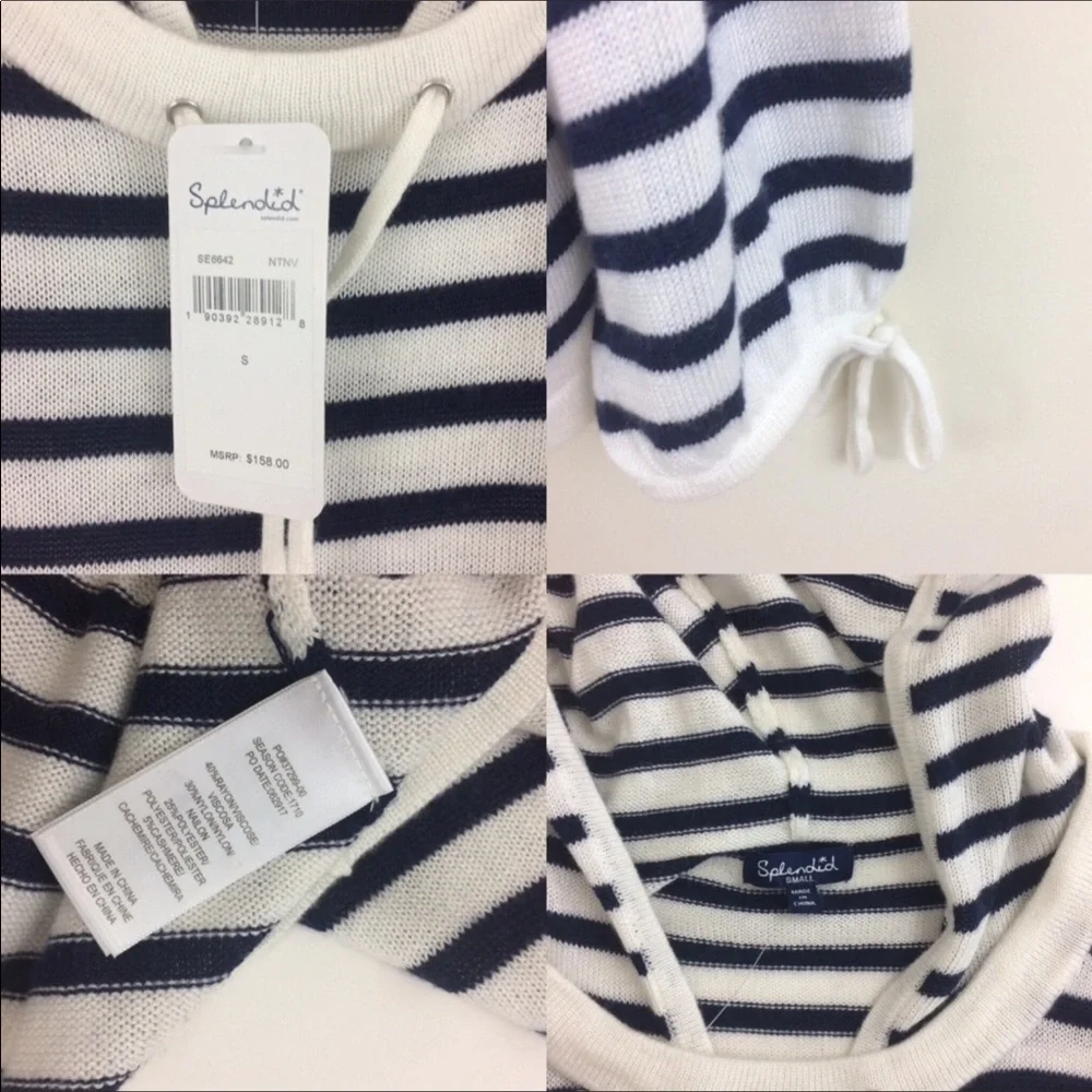 Splendid Seabound Striped hoodie Sweater Small